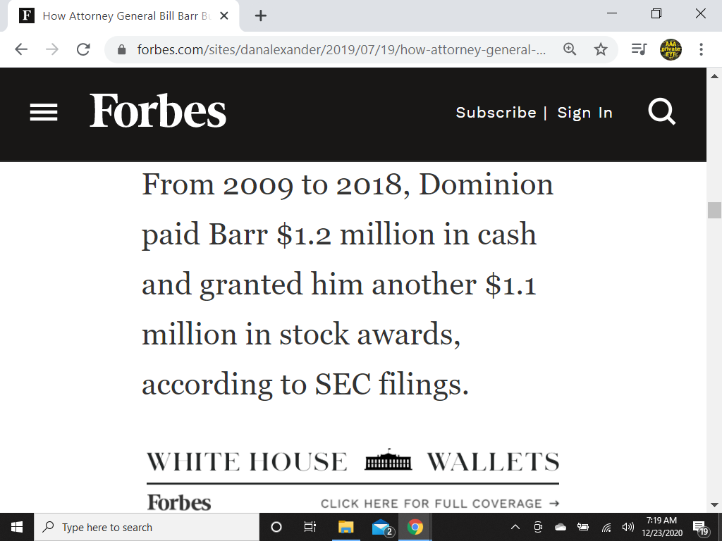 Forbes - Barr paid $2.2 million from Dominion Resources
