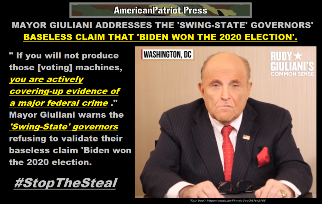 Giuliani warns governors of crimes to cover up evidence