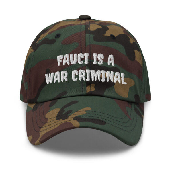 FACUI IS A WAR CRIMINAL ~ Dad Hat - white on camo