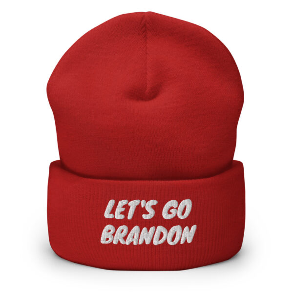 LET'S GO BRANDON ~ Winter Cap ~ white on red